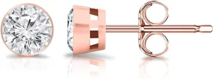 0.15 to 0.25 Carat Lab Grown Diamond Round Stud Earrings in 14k Gold (G-H, SI2-I1, cttw) Bezel-set Push Back by Diamond Wish