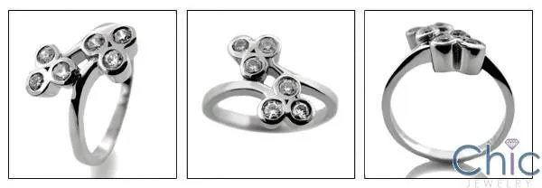 0.60 round Bezels Cubic Zirconia Promise Ring 14K White Gold