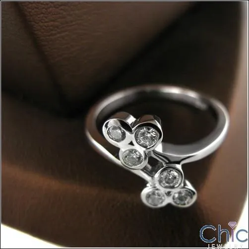 0.60 round Bezels Cubic Zirconia Promise Ring 14K White Gold