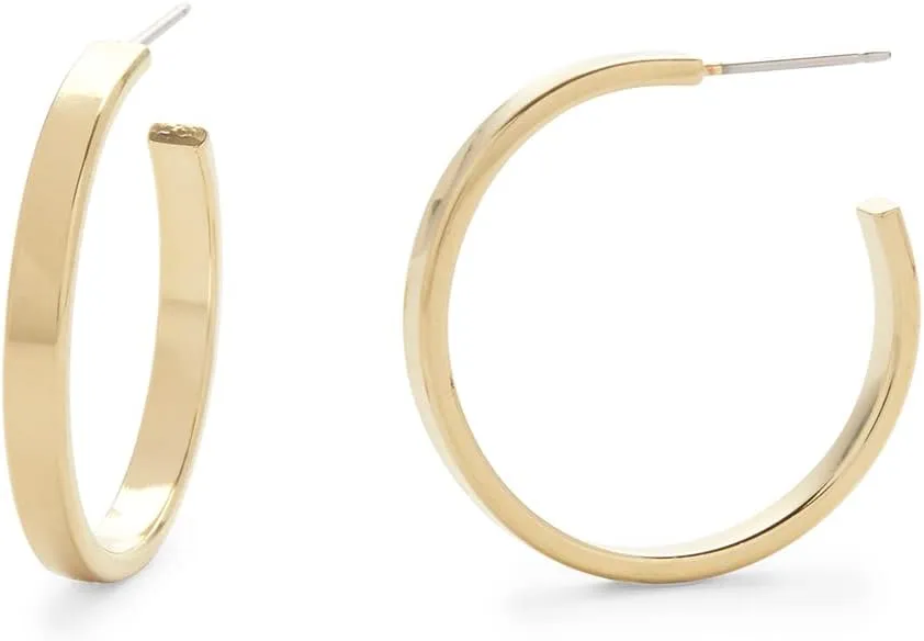 1 inch Gold Plated Medium Hoop Earrings - Women's Hoop Earrings - Gifts for Mom