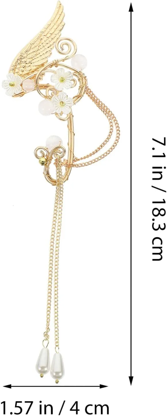1 Pair Elf Ear Clip Statement Earrings Non Piercing Ear Cuffs Earring Cuffs for Women Tassel Ear Cuffs Ear Jewelry Girls Ear Clips Earrings Tassel Elf Ears Ear Jewelries