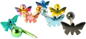 1 Piece of Unique Titanium Anodized Butterfly Tongue Ring - 14g - Body Jewelry