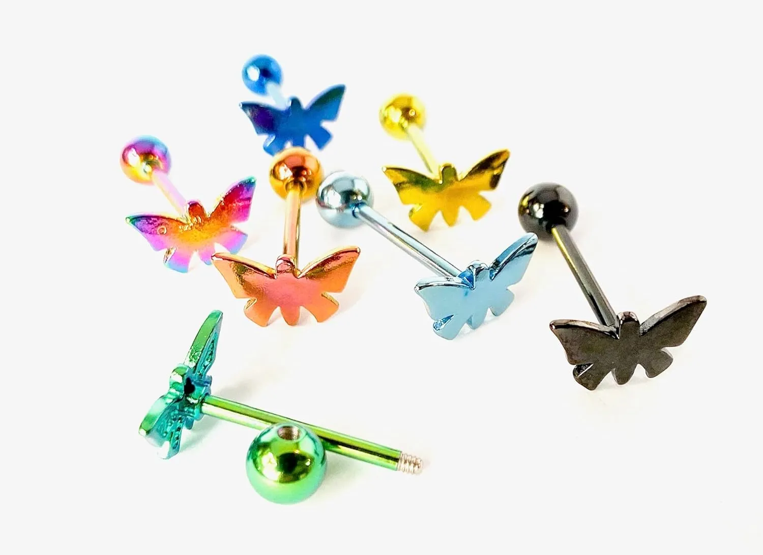 1 Piece of Unique Titanium Anodized Butterfly Tongue Ring - 14g - Body Jewelry