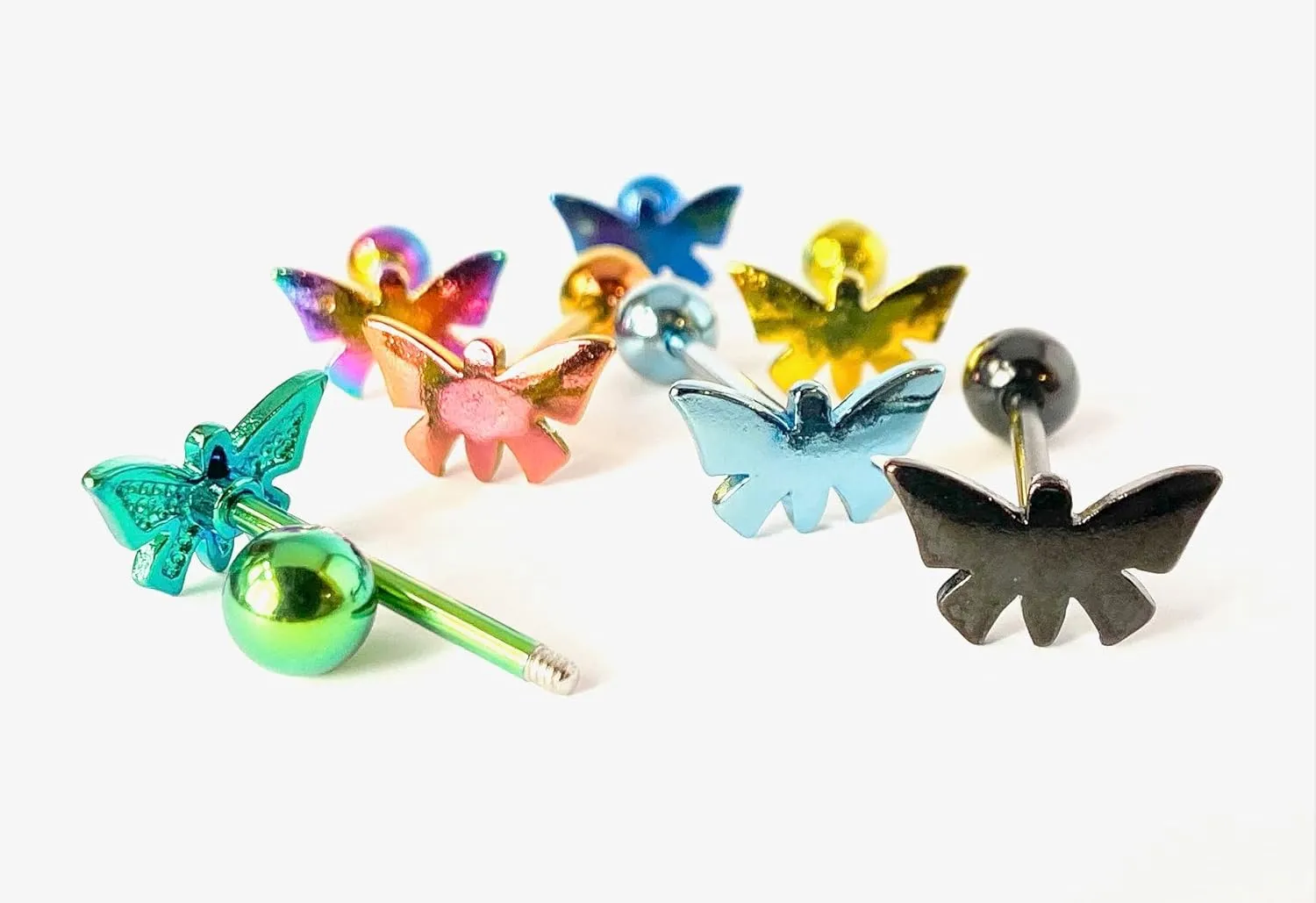 1 Piece of Unique Titanium Anodized Butterfly Tongue Ring - 14g - Body Jewelry