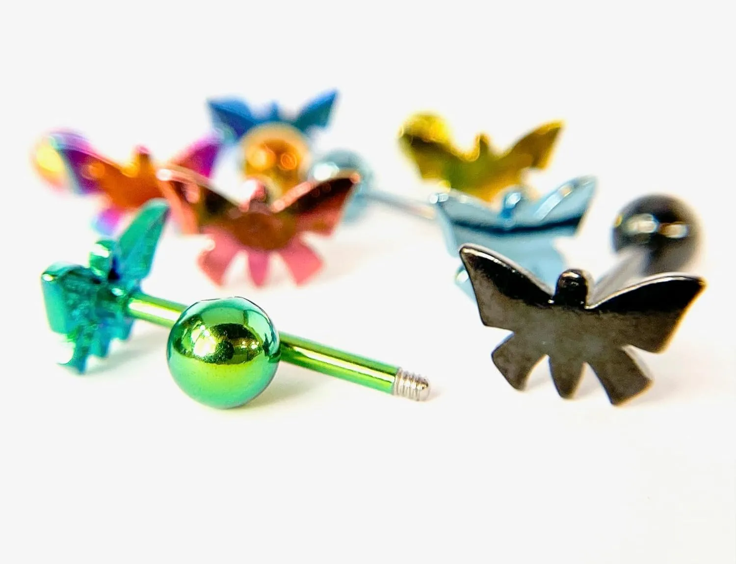 1 Piece of Unique Titanium Anodized Butterfly Tongue Ring - 14g - Body Jewelry