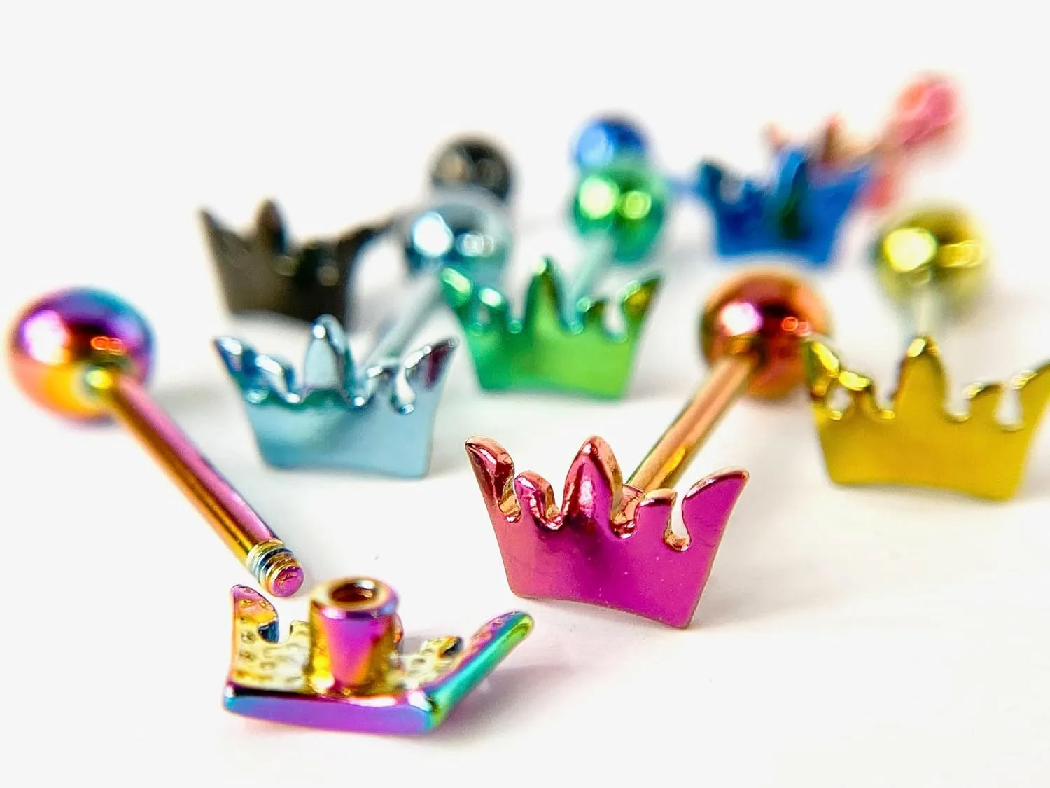 1 Piece of Unique Titanium Anodized Crown Tongue Ring - 14g - Body Jewelry