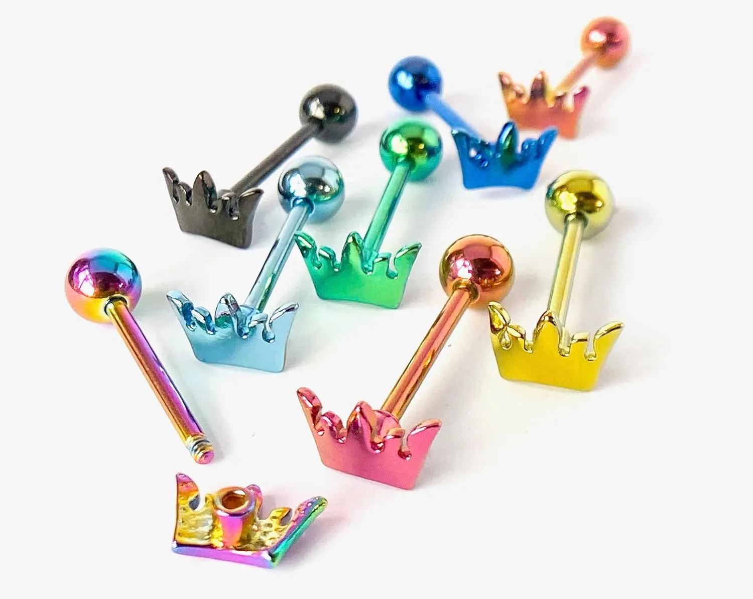 1 Piece of Unique Titanium Anodized Crown Tongue Ring - 14g - Body Jewelry
