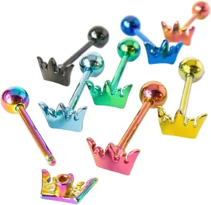 1 Piece of Unique Titanium Anodized Crown Tongue Ring - 14g - Body Jewelry