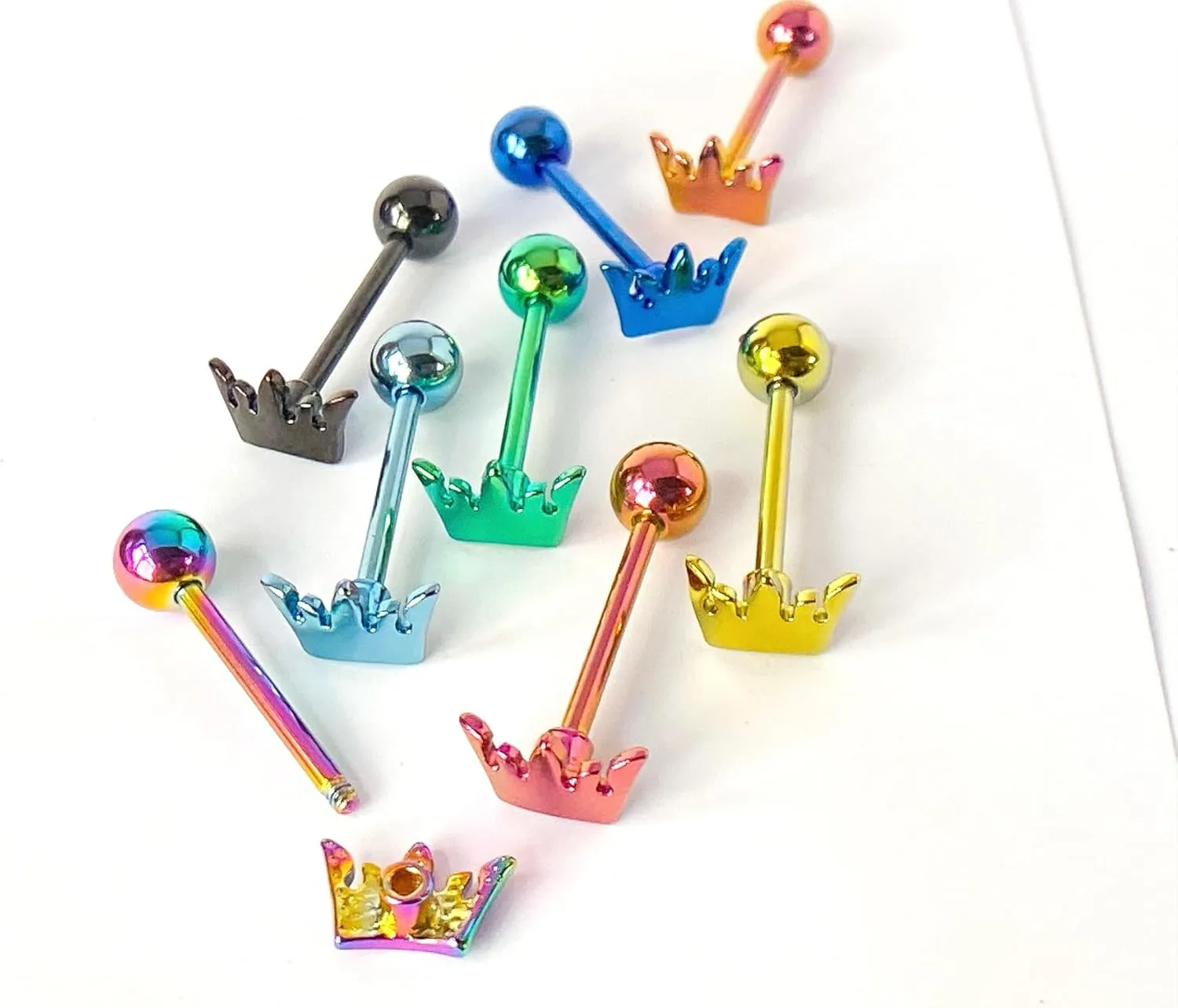 1 Piece of Unique Titanium Anodized Crown Tongue Ring - 14g - Body Jewelry