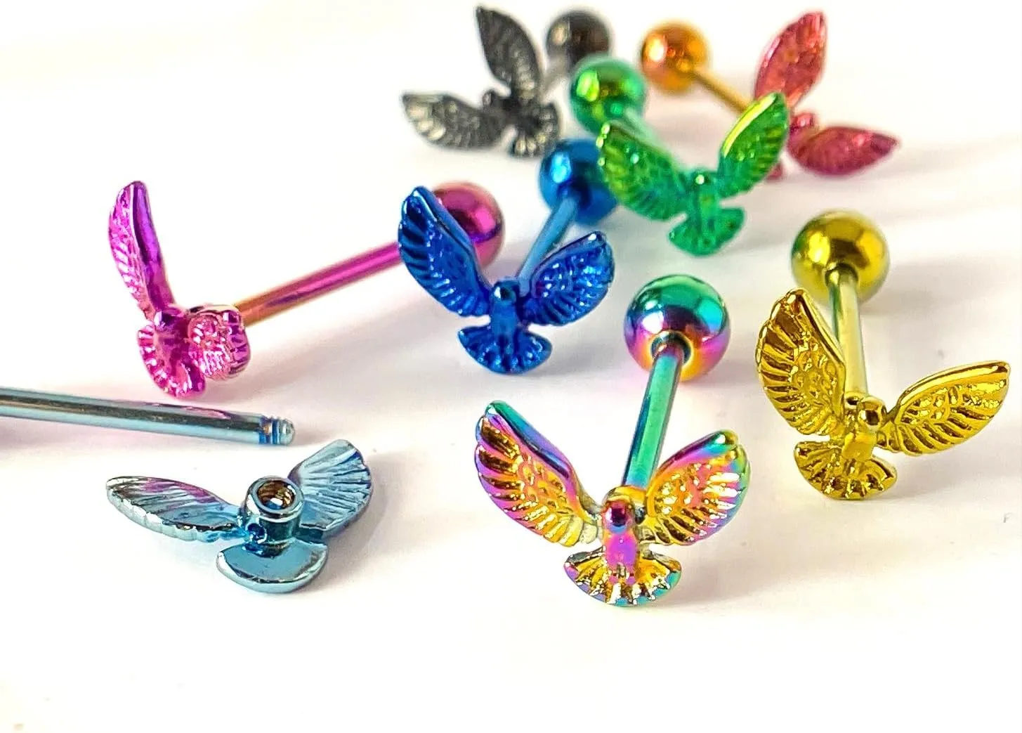 1 Piece of Unique Titanium Anodized Eagle Tongue Ring -14g - Body Jewelry