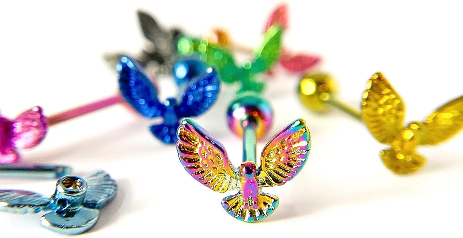 1 Piece of Unique Titanium Anodized Eagle Tongue Ring -14g - Body Jewelry