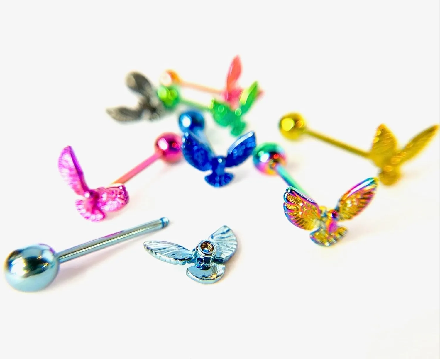 1 Piece of Unique Titanium Anodized Eagle Tongue Ring -14g - Body Jewelry