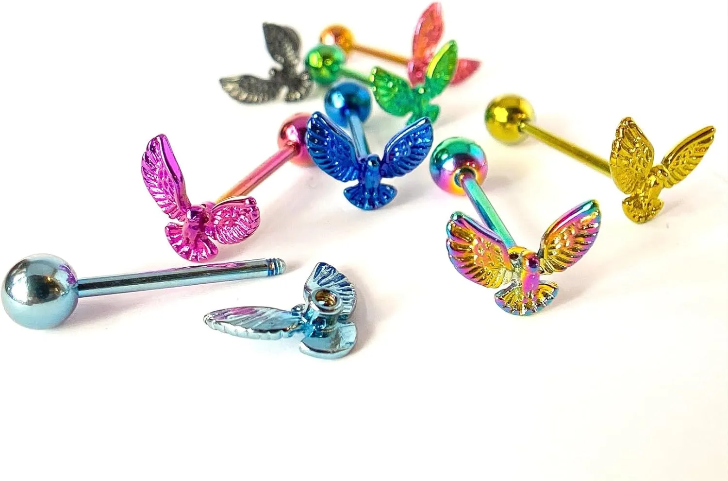 1 Piece of Unique Titanium Anodized Eagle Tongue Ring -14g - Body Jewelry