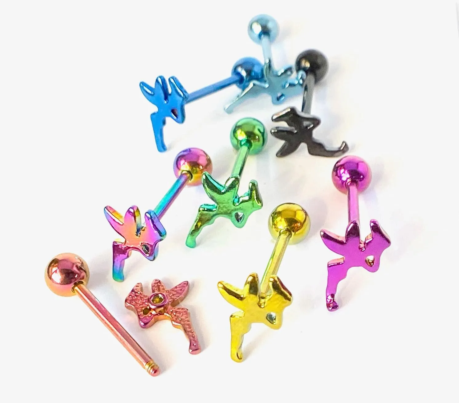 1 Piece of Unique Titanium Anodized Fairy Tongue Ring -14g - Body Jewelry