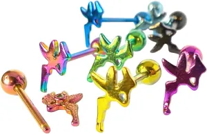 1 Piece of Unique Titanium Anodized Fairy Tongue Ring -14g - Body Jewelry