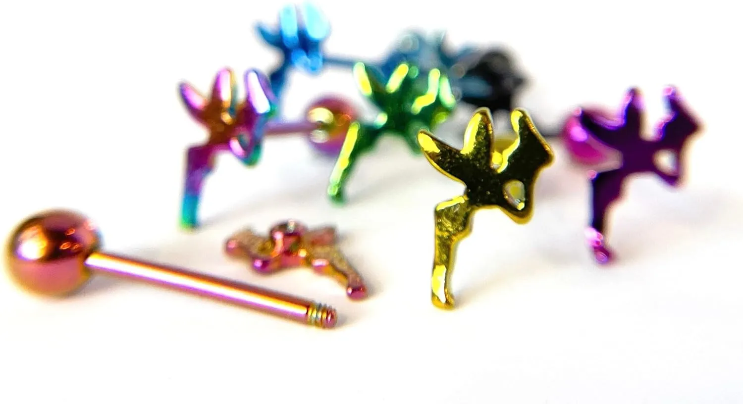 1 Piece of Unique Titanium Anodized Fairy Tongue Ring -14g - Body Jewelry