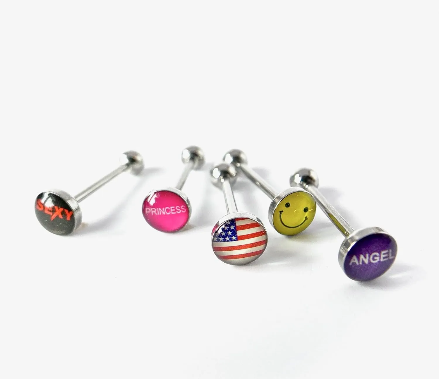 1 Piece Unique Dome Logo Tongue Ring - Includes Bad Words and More - Body Jewelry