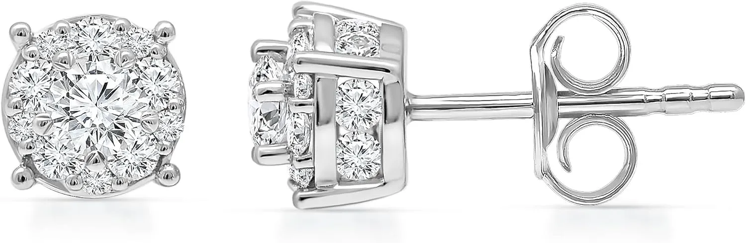 1.00 Carat Lab Grown Diamond Stud Earring for Women in 10K White Gold (Color H | Clarity SI2)