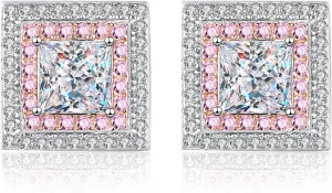 1.2 Carat 14K Rose Gold Princess Cut Diamond Earrings - Romantic Studs for Wedding and Engagement