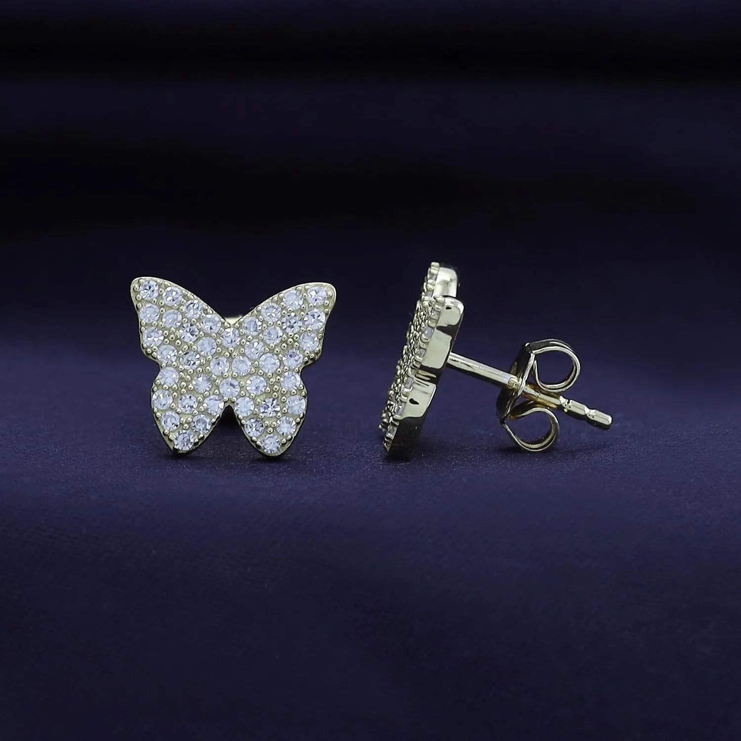1/2 Carat Round Cut Lab Created Moissanite & Lab Grown Diamond Butterfly Stud Earrings In 925 Sterling Silver,10K & 14K Solid Gold Jewelry For Women(0.50 Cttw)