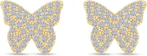1/2 Carat Round Cut Lab Created Moissanite & Lab Grown Diamond Butterfly Stud Earrings In 925 Sterling Silver,10K & 14K Solid Gold Jewelry For Women(0.50 Cttw)