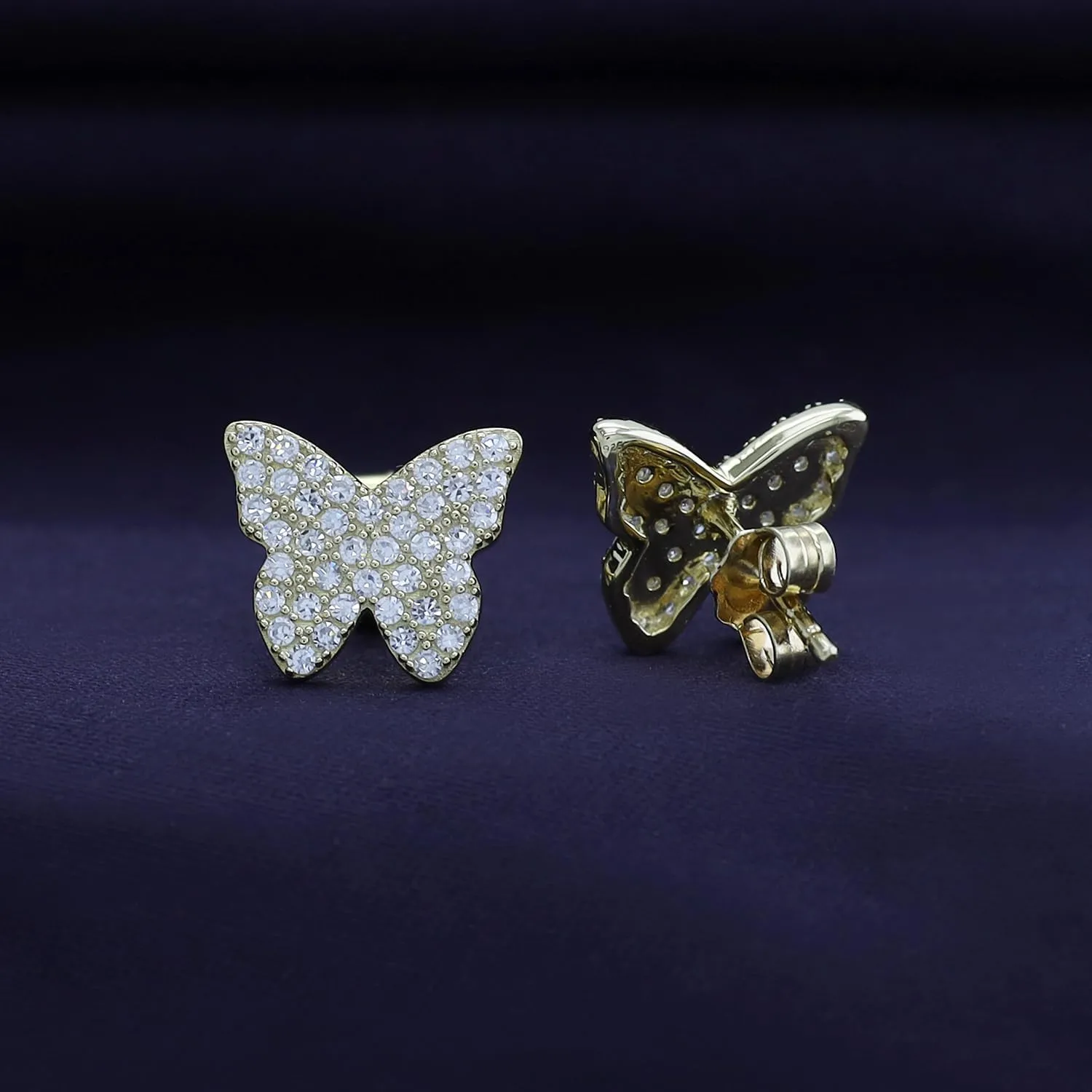 1/2 Carat Round Cut Lab Created Moissanite & Lab Grown Diamond Butterfly Stud Earrings In 925 Sterling Silver,10K & 14K Solid Gold Jewelry For Women(0.50 Cttw)