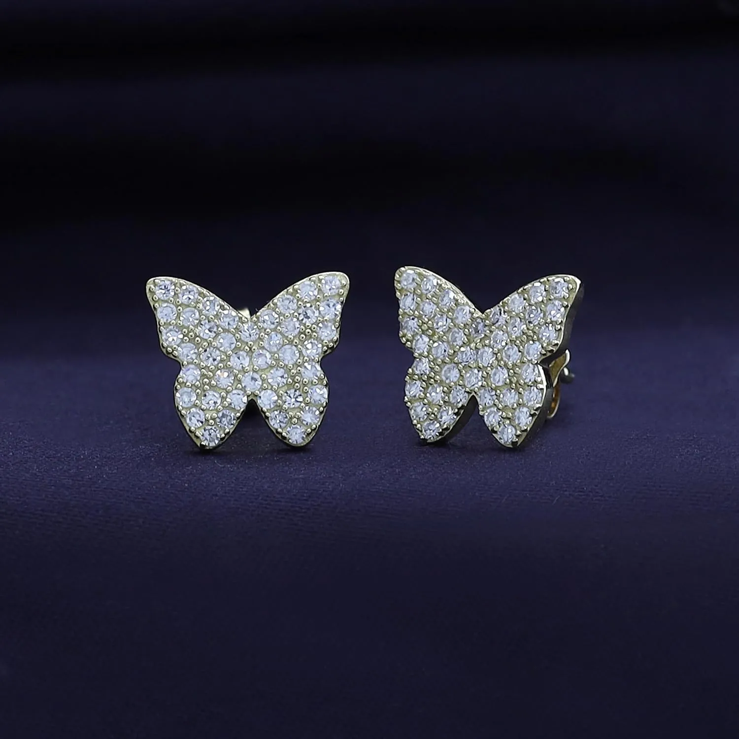 1/2 Carat Round Cut Lab Created Moissanite & Lab Grown Diamond Butterfly Stud Earrings In 925 Sterling Silver,10K & 14K Solid Gold Jewelry For Women(0.50 Cttw)