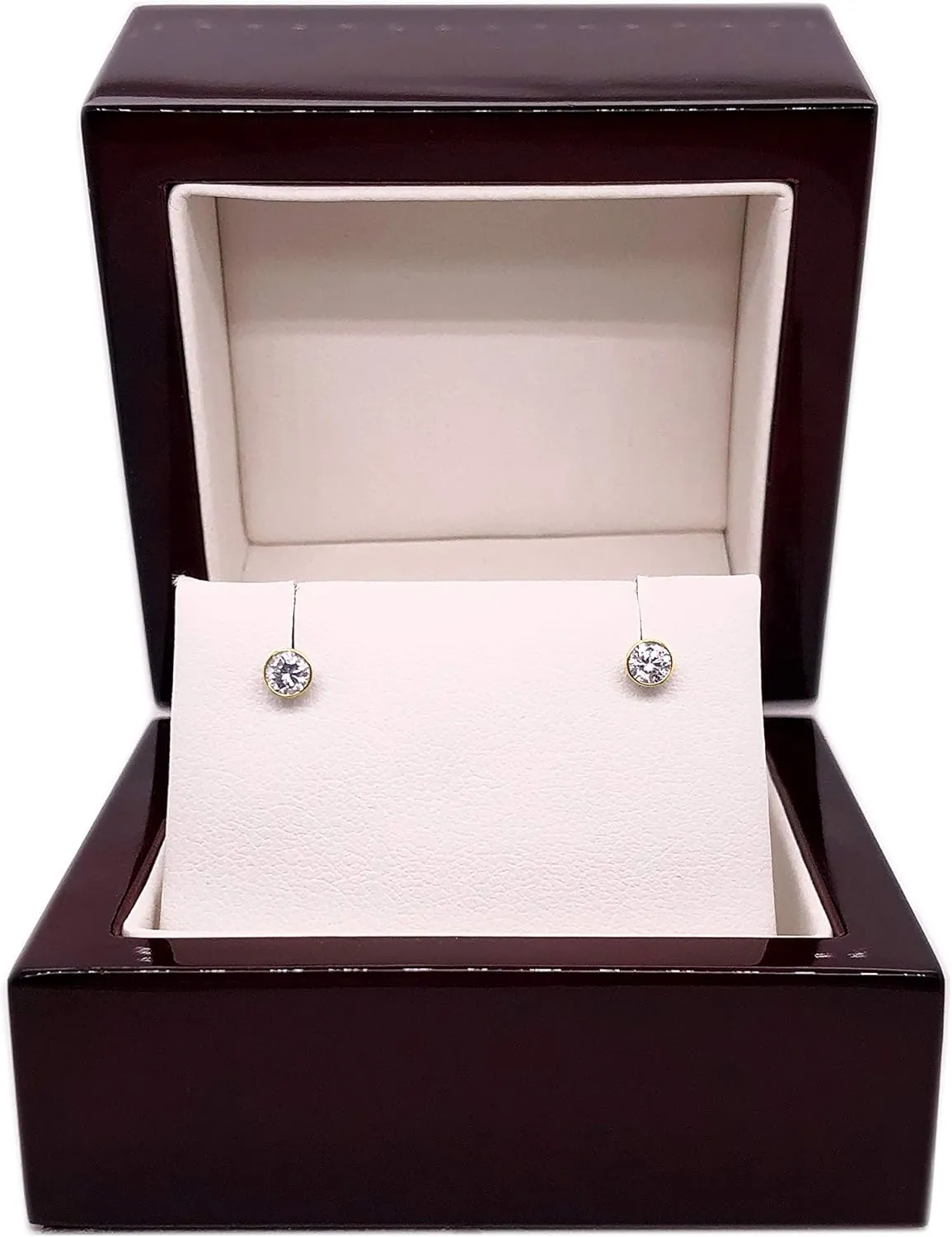 1/4 to 2 Carat Diamond Round Stud Earrings in 14k Yellow or White Gold (H-I, I2-I3, cttw) Bezel Set Screw Back by Diamond Wish