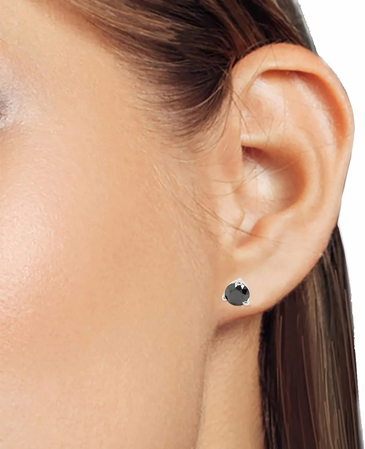 1/4 to 2 cttw Black Diamond Stud Earrings 14K Gold Over Sterling Silver Round with Push Backs Solitaire Studs For Women