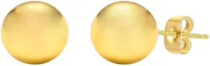 14K Gold Ball Stud Earrings - Choose from Yellow, Rose, or White Gold - Multiple Options Available