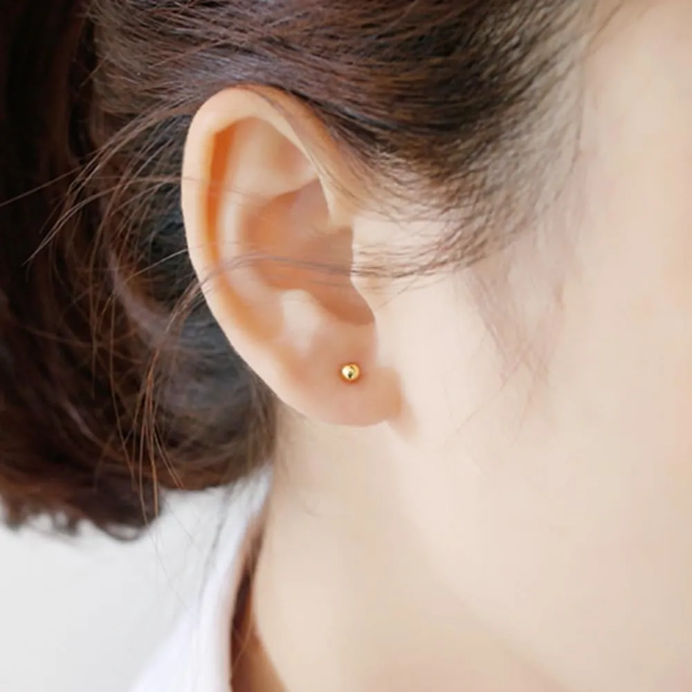 14K Gold Ball Stud Earrings - Choose from Yellow, Rose, or White Gold - Multiple Options Available