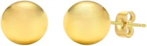 14K Gold Ball Stud Earrings - Choose from Yellow, Rose, or White Gold - Multiple Options Available