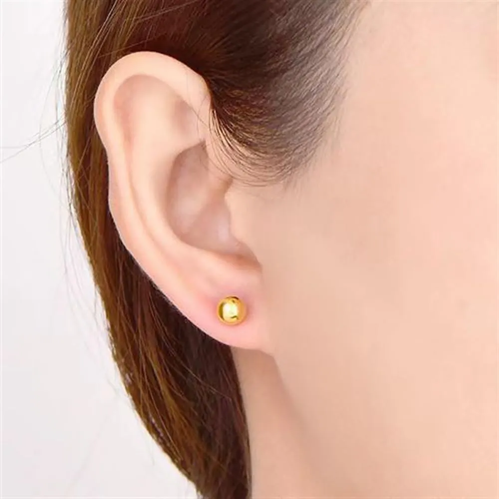 14K Gold Ball Stud Earrings - Choose from Yellow, Rose, or White Gold - Multiple Options Available