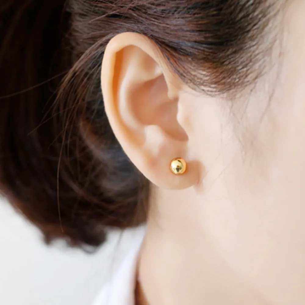14K Gold Ball Stud Earrings - Choose from Yellow, Rose, or White Gold - Multiple Options Available