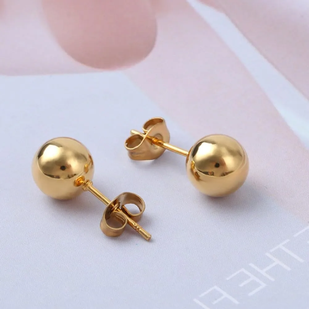 14K Gold Ball Stud Earrings - Choose from Yellow, Rose, or White Gold - Multiple Options Available