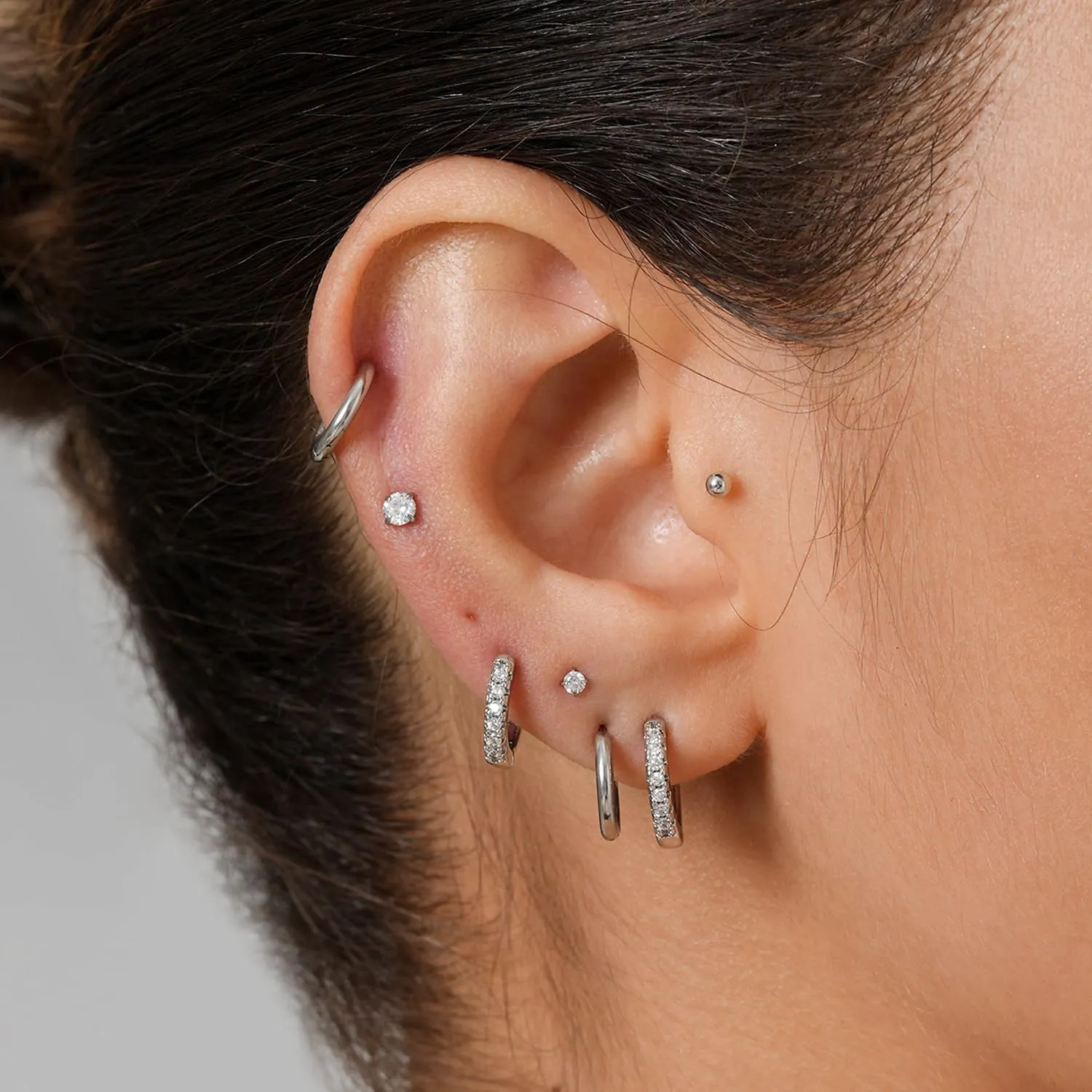 14K Gold Flat Back Earrings for Women: 10 Pairs Small Gold Hoop Stud Earrings for Women Hypoallergenic Surgical Stainless Steel Earring Cartilage Tragus Helix Conch Piercing Jewelry Earring Sets for Multiple Piercing