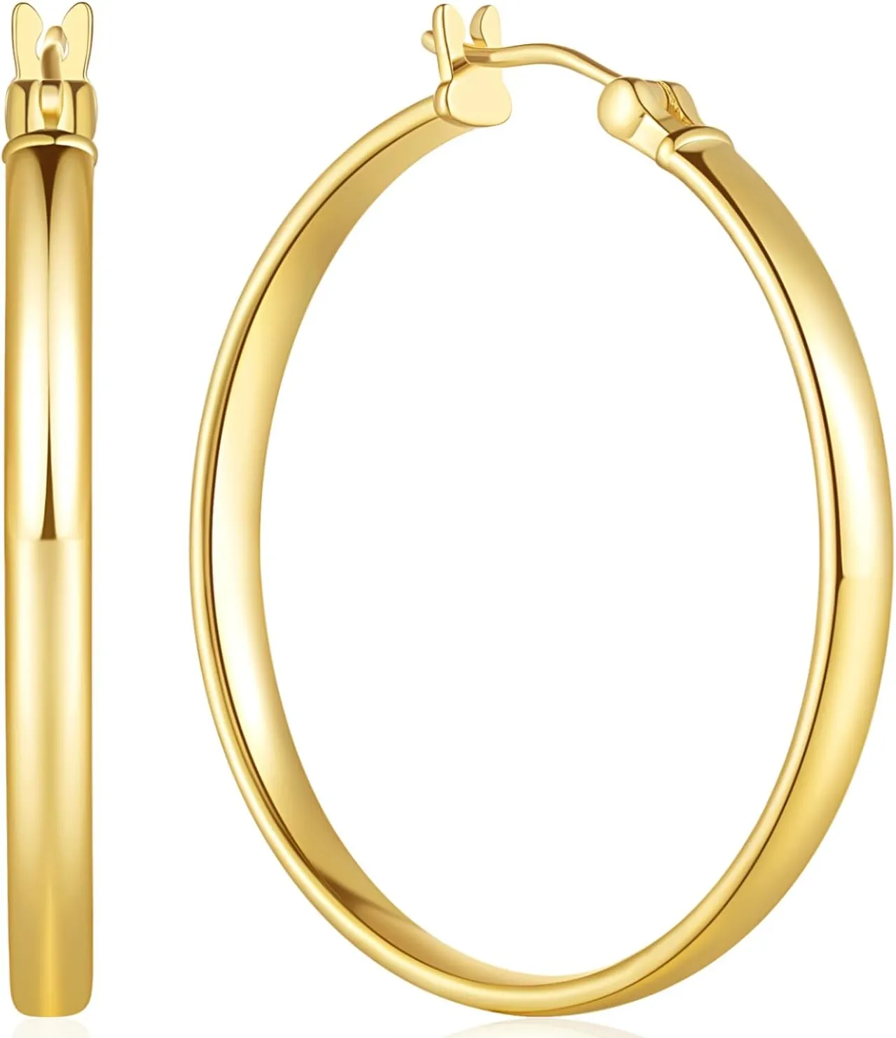 14K Gold Hoop Earrings For Women Large Hoops Earrings Hoops Earring For Women 14K Gold Earring Dainty Trendy Minimalist Designs 35MM-2