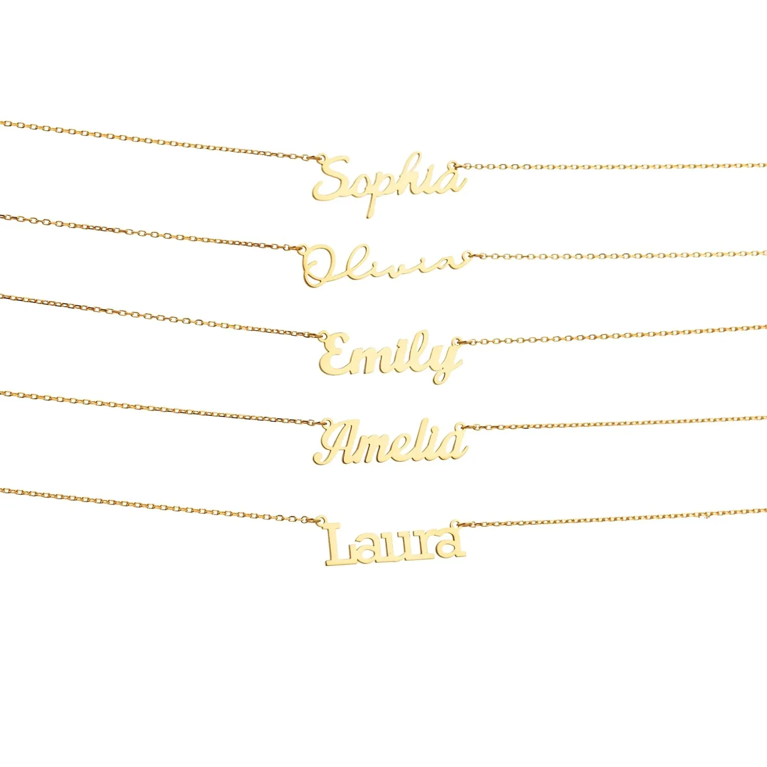 14K Gold Name Necklace - Personalized Name Jewelry - Custom Name Necklace - Dainty Name Necklace -18 Fonts Style Name Necklace - Cable, Rolo and Figaro Chain Option - Bridesmaid Gifts - Mom Gifts