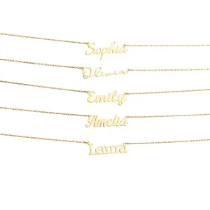 14K Gold Name Necklace - Personalized Name Jewelry - Custom Name Necklace - Dainty Name Necklace -18 Fonts Style Name Necklace - Cable, Rolo and Figaro Chain Option - Bridesmaid Gifts - Mom Gifts