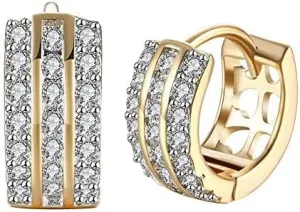 14K Gold Plated Cubic Zirconia CZ Hoop Earrings Simulated Huggie Hoops Cartilage Hoops Earrings for Women Men