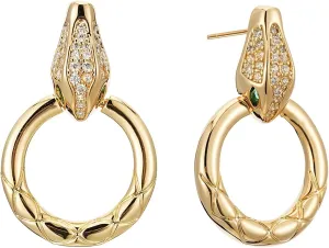 14K Gold Plated Snake Stud Earrings for Women Small Simple Cubic Zirconia Earrings Trendy Everyday Party Jewelry