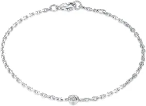14k Solid Gold 5 Diamond Solitaire Station Bracelet for women(White),0.32ct,DEF VS~VVS, Bezel,No fading, No allergies,Lab grown Diamond,Lobster buckle