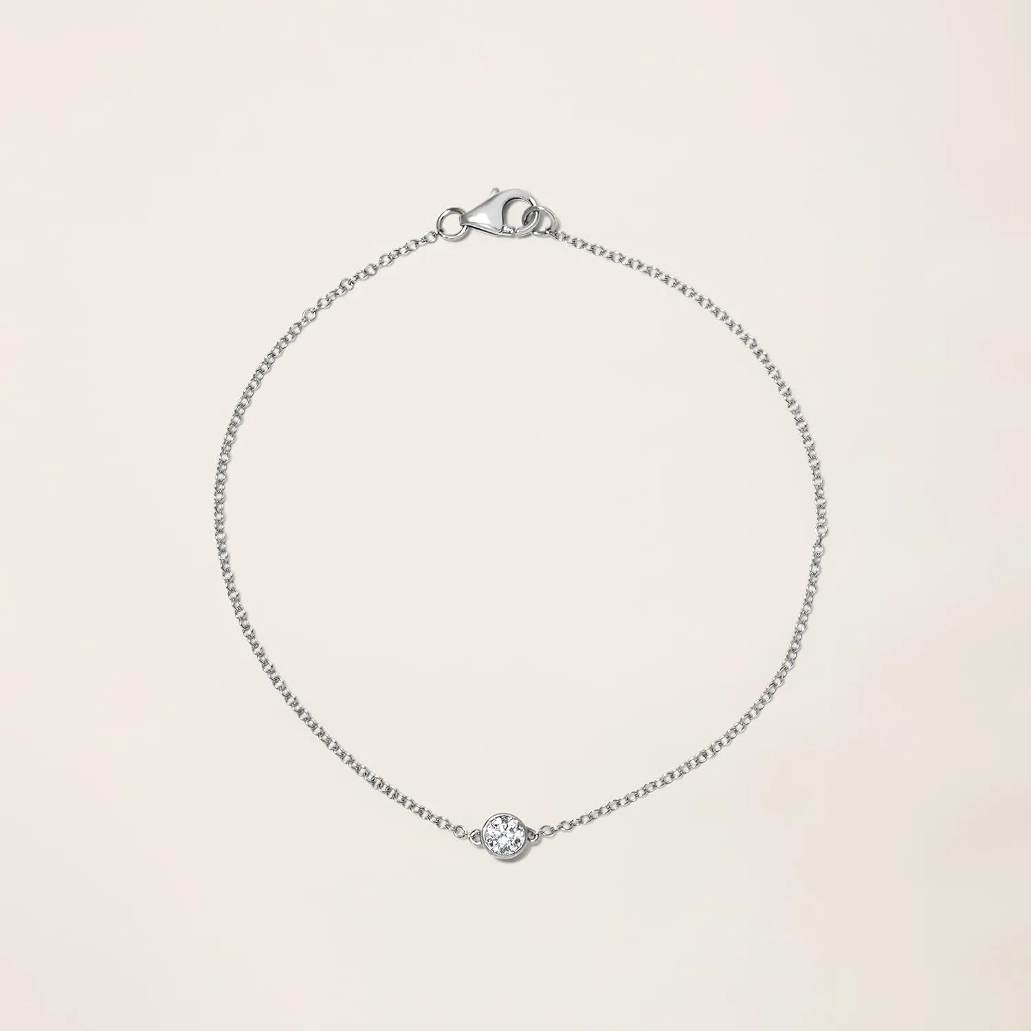 14k Solid Gold 5 Diamond Solitaire Station Bracelet for women(White),0.32ct,DEF VS~VVS, Bezel,No fading, No allergies,Lab grown Diamond,Lobster buckle