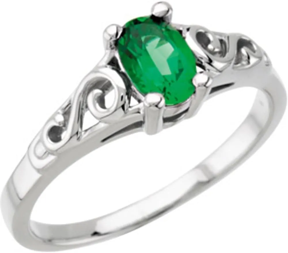 14k White Gold May Imitation BirthStone Fashion Ring Fine Jewelry For Women Gifts For Her, Size 5