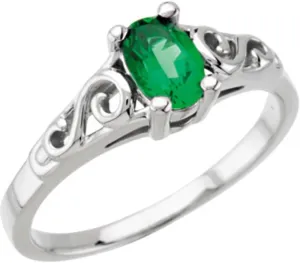 14k White Gold May Imitation BirthStone Fashion Ring Fine Jewelry For Women Gifts For Her, Size 5