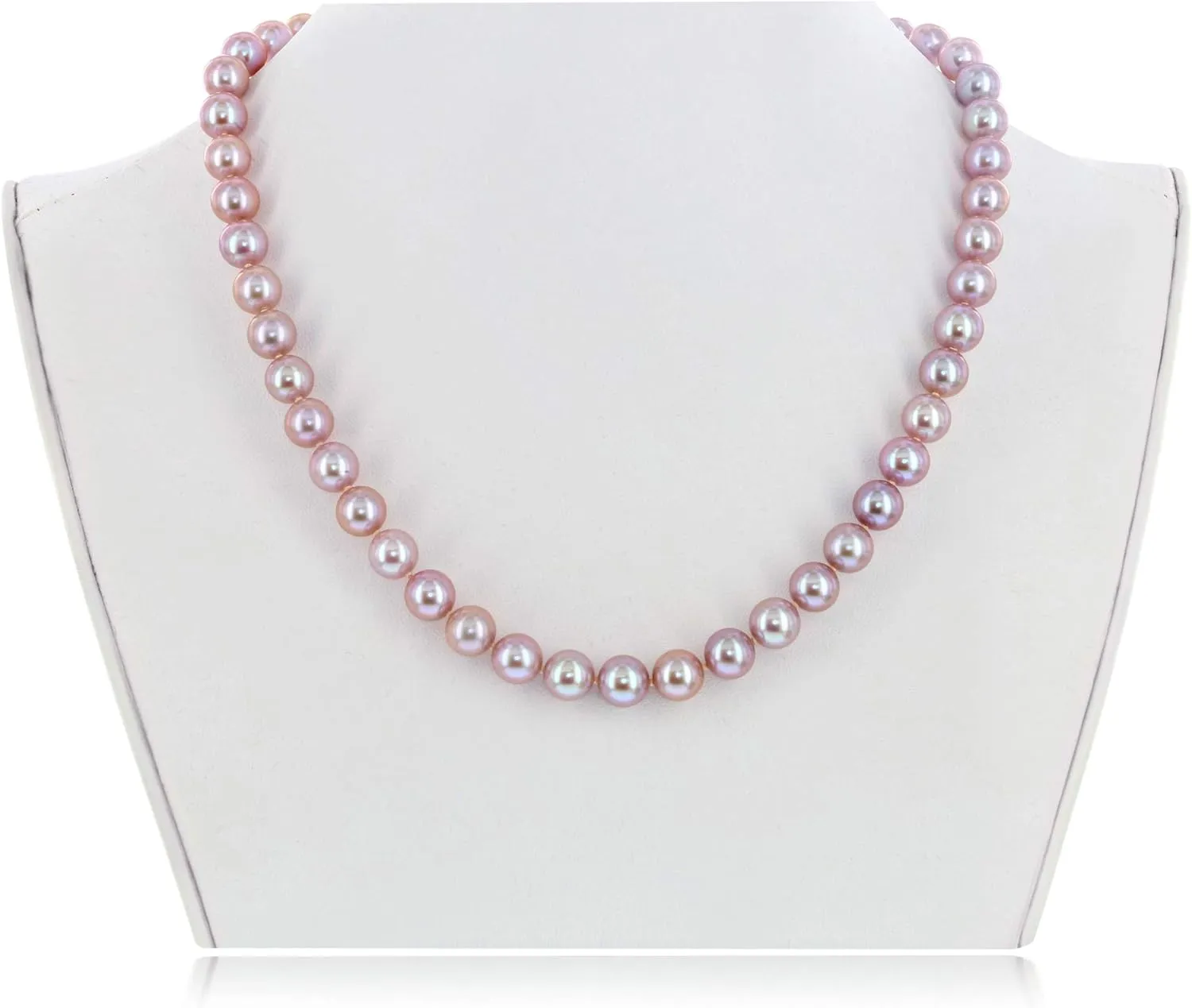 14K White Gold or Yellow Gold AAA Pink Freshwater Cultured Pearls Silk-Knotted 18inch Princess Pearls Strand Necklace - Choice of Pearl Size & Clasp Gold Color
