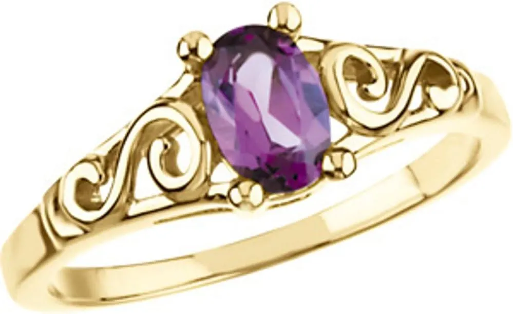 14k Yellow Gold June Imitation BirthStone Fashion Ring Fine Jewelry For Women Gifts For Her, Size 5