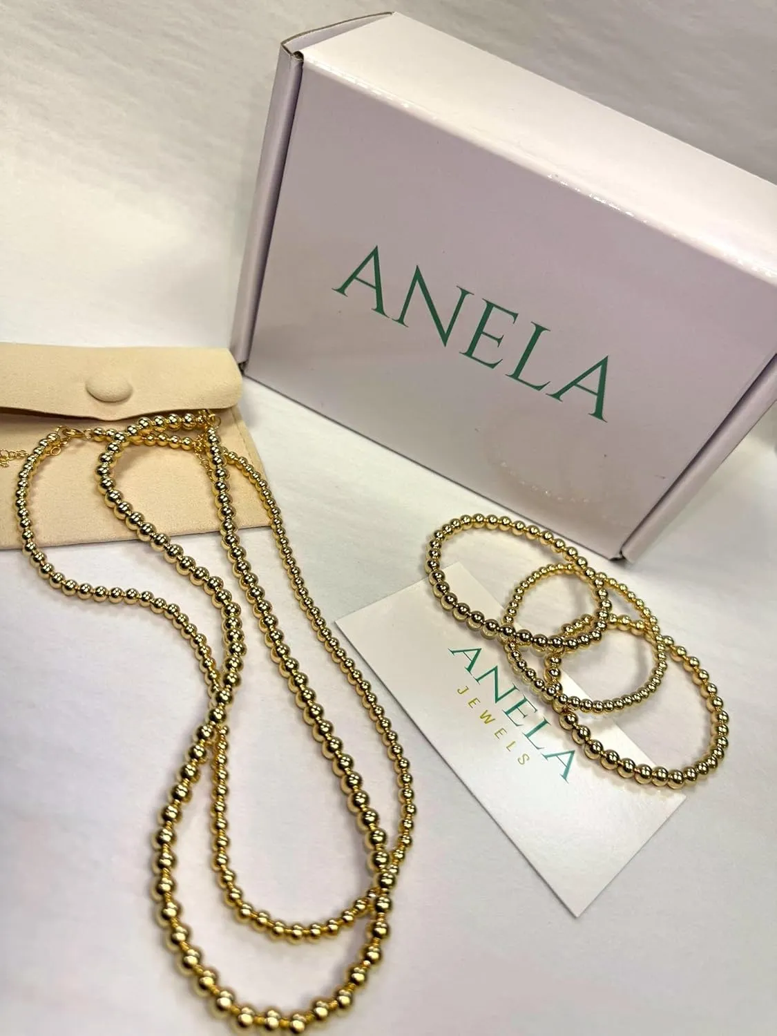 14KT Gold Filled Beaded Bracelet with Mama Pendant - Elegant Stretch Fit Jewelry Gift for Moms