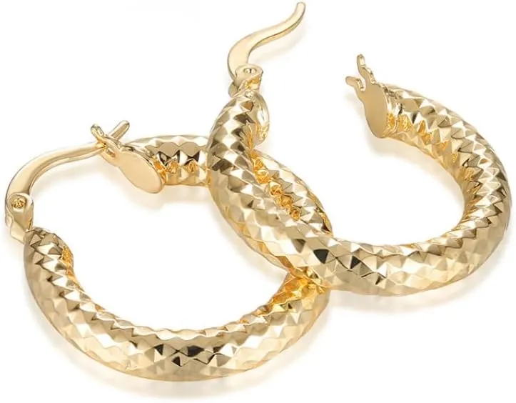18K Gold Hoop Earrings for Women - Original Design Fashion Ear Rings - Trendy Statement Jewelry for Daily Wear and Special Occasions