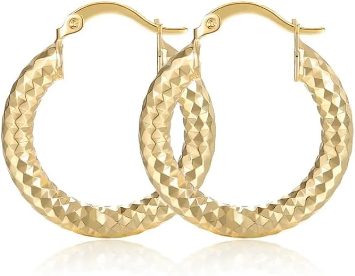 18K Gold Hoop Earrings for Women - Original Design Fashion Ear Rings - Trendy Statement Jewelry for Daily Wear and Special Occasions